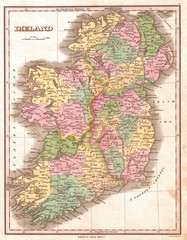 1827, Finley Map of Ireland, Anthony Finley mapmaker of the United States in the 19th century