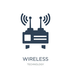 wireless transmitter icon vector on white background, wireless transmitter trendy filled icons from Technology collection, wireless transmitter vector illustration