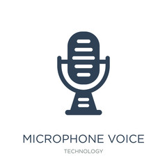 microphone voice icon vector on white background, microphone voice trendy filled icons from Technology collection, microphone voice vector illustration