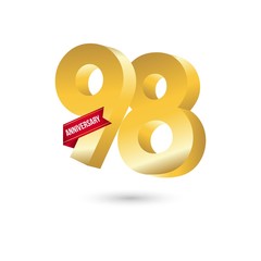 98 Year Anniversary Vector Template Design Illustration