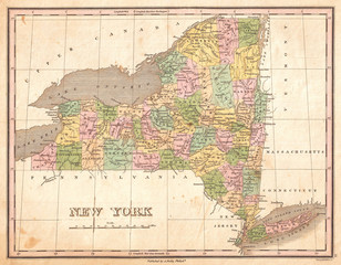 1827, Finley Map of New York State, Anthony Finley mapmaker of the United States in the 19th century