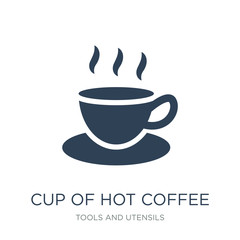 cup of hot coffee icon vector on white background, cup of hot coffee trendy filled icons from Tools and utensils collection, cup of hot coffee vector illustration