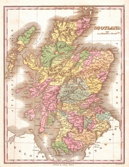 1827, Finley Map of Scotland, Anthony Finley mapmaker of the United States in the 19th century