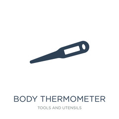 body thermometer icon vector on white background, body thermometer trendy filled icons from Tools and utensils collection, body thermometer vector illustration