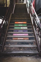 Foto auf Glas stairs leading to elevated train tracks in chicago © Kevin