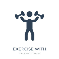 exercise with dumbbells icon vector on white background, exercise with dumbbells trendy filled icons from Tools and utensils collection, exercise with dumbbells vector illustration