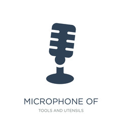 microphone of vintage de icon vector on white background, microphone of vintage de trendy filled icons from Tools and utensils collection, microphone of vintage de vector illustration