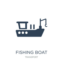 fishing boat icon vector on white background, fishing boat trendy filled icons from Transport collection, fishing boat vector illustration