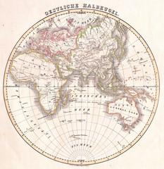 Fototapeta na wymiar 1844, Flemming Map of the Eastern Hemisphere