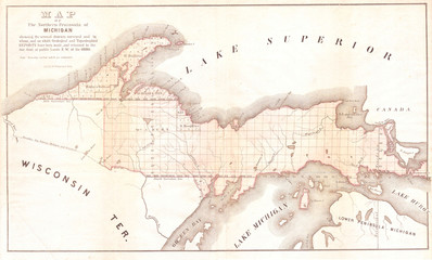 1849, Land Survey Map of Michigan Upper Peninsula