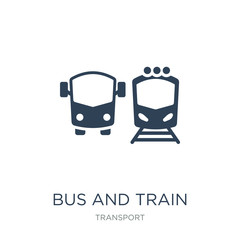 bus and train icon vector on white background, bus and train trendy filled icons from Transport collection, bus and train vector illustration