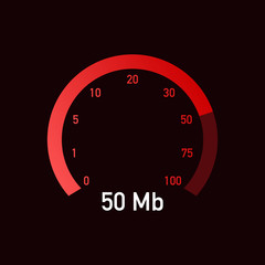  Speed test. Speedometer Internet Speed 50 mb. Website speed loading time. Vector illustration.