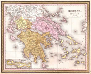 1850, Mitchell Map of Greece