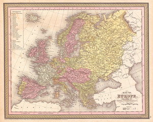 1850, Mitchell Map of Europe