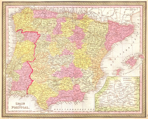 1850, Mitchell Map of Spain and Portugal