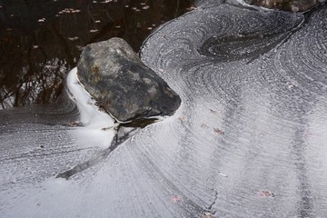 An abstract  scene of the frozen pond in Japanese style garden