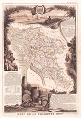 1852, Levasseur Map of the Department De La Charente Maritime