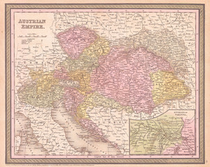Fototapeta na wymiar 1853, Mitchell Map of Austria