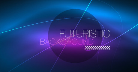 Neon glowing magic background, neon banner, night sky wallpaper. Magic light effect. Christmas abstract pattern.