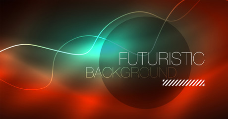 Neon lines wave background. Abstract composition