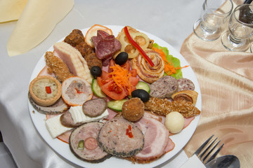 Cold appetizer at wedding in Romania,aperitif,