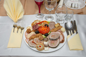 Cold appetizer at wedding in Romania,aperitif,