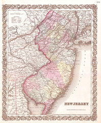 1855, Colton Map of New Jersey