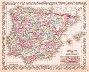 1855, Colton Map of Spain