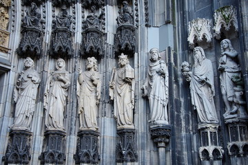 medieval statues in Cologne Cathedral, Koln,Germany,2017