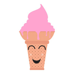 Happy ice cream cone. Vector illustration design