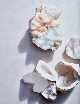 Crystals on White Table