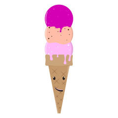 Happy ice cream cone. Vector illustration design