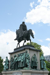 Fototapeta premium Cologne, Germany, may 2017,Monument in center of Cologne of Kaiser Friedrich Wilhelm near to river Rhine