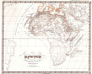 Fototapeta na wymiar 1855, Perthes Map of Africa prior to the Arab Invasions of the 7th Century