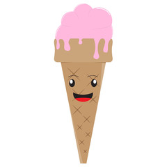 Happy ice cream cone. Vector illustration design