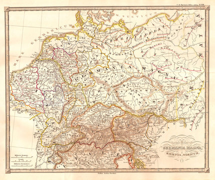 1855, Spruneri Map of Germany or Germania Magna in Ancient Times