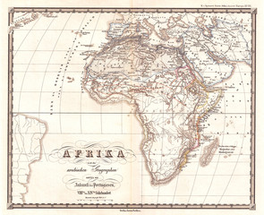 Fototapeta na wymiar 1855, Spruner Map of Africa from the 8th to the 14th century