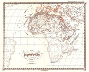 Fototapeta na wymiar 1855, Spruner Map of Africa up to the Arab conquests in the 7th century