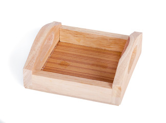 wooden tray isolated on white background