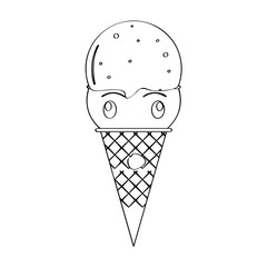 Amazed ice cream cone outline. Vector illustration design
