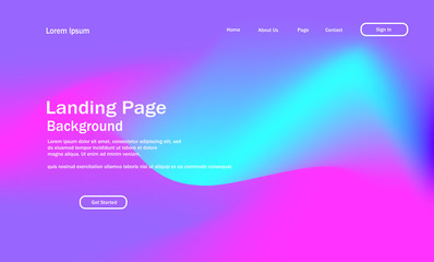 gradient shapes composition landing page background with wavy geometric style vector