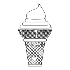 Happy ice cream cone outline. Vector illustration design