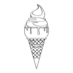 Happy ice cream cone outline. Vector illustration design