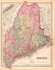 1857, Colton Map of Maine