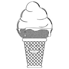 Happy ice cream cone outline. Vector illustration design