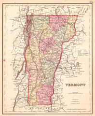 Fototapeta na wymiar 1857, Colton Map of Vermont