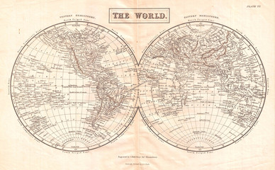 Fototapeta na wymiar 1860, Black Map of the World