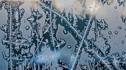 intersecting to frost line, patterns on the window glass