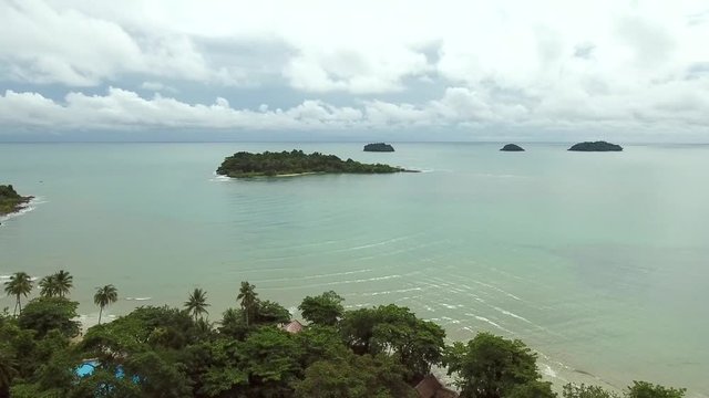 Aerial view of tropical forest on an isolated island, Ko Chang, Thailand.