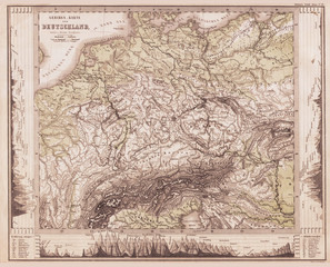 1862, Physical Map of Central Europe or Deutschland